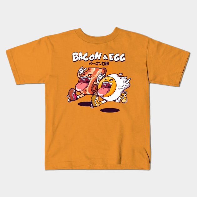 Bacon & Egg Jump Kids T-Shirt by mankeeboi